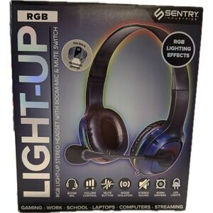 Sentry RGB Light-Up Stereo Gaming Headset with Boom Mic Wired Over-Ear Headphone